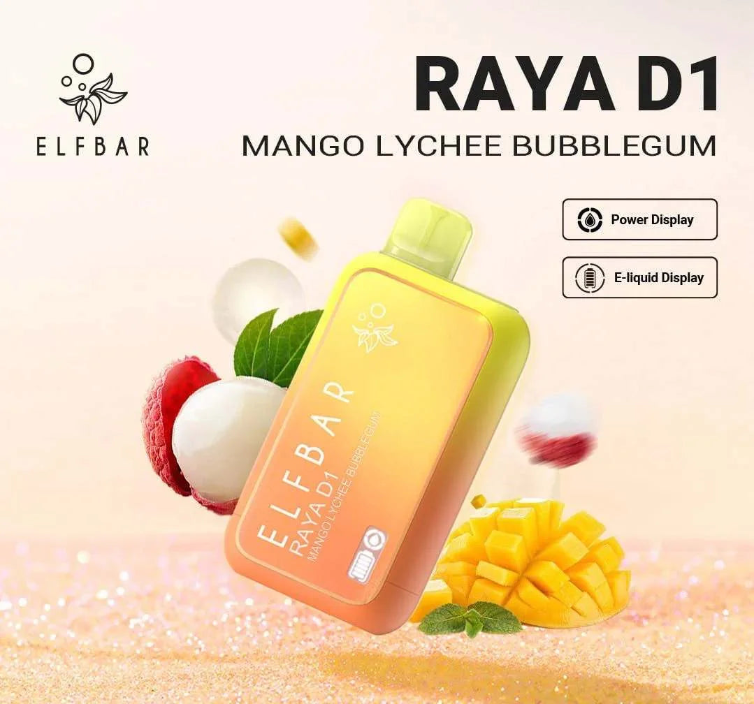 ELF BAR RAYA D1 – Mango Lychee Bubblegum - Vape Shop Gurgaon