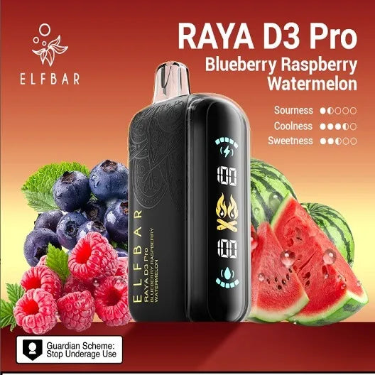 Elf Bar Raya D3 Pro 30K Blueberry Raspberry Watermelon - Vape Shop Gurgaon