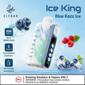 Vapeshopgurgaon Elf Bar Ice King Blue Razz Ice disposable vape with vibrant blue and purple design, 30K puff capacity.