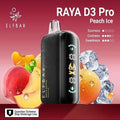 Vape Elf Bar Raya D3 Pro Peach Ice disposable vape device with colorful packaging, designed for vaping enthusiasts.